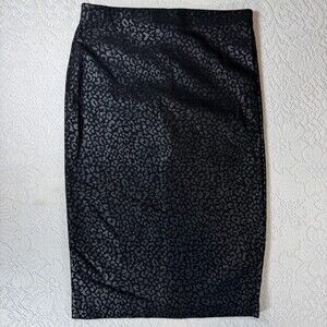 Joe B Skirt Juniors Small Black Animal Print Pencil Stretch Pull On Knee Length